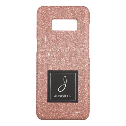 Pink Rose Gold Glitter and Sparkle Monogram Case-Mate Samsung Galaxy S8 Case