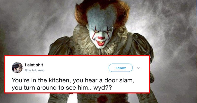 Twitter thread about finding the clown from "It" in your kitchen ends up being solid entertainment.