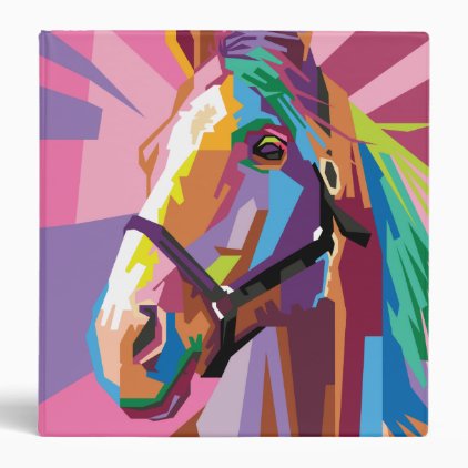Colorful Pop Art Horse Portrait 3 Ring Binder