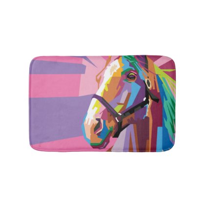 Colorful Pop Art Horse Portrait Bath Mat