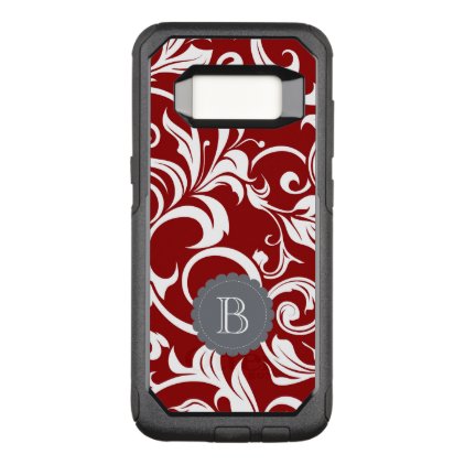 Elegant Red Wine Floral Wallpaper Swirl Monogram OtterBox Commuter Samsung Galaxy S8 Case