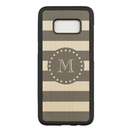 Charcoal White Stripes Pattern, Your Monogram Carved Samsung Galaxy S8 Case