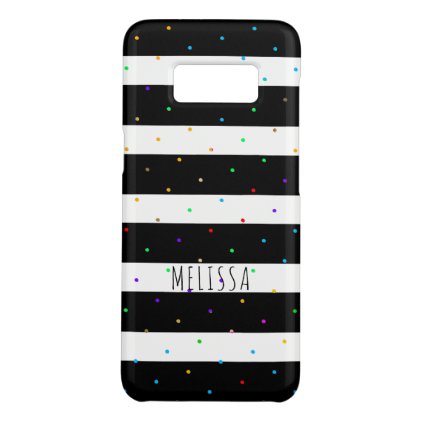 Colorful Dots Over Black & White Stripes Case-Mate Samsung Galaxy S8 Case