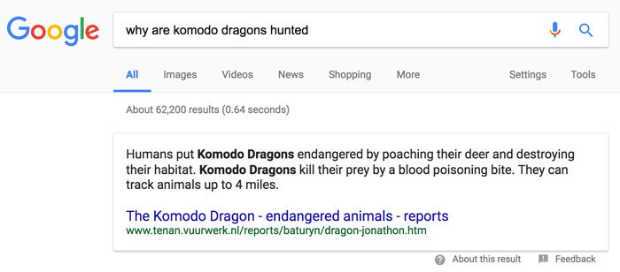 Why are Komodo Dragons Hunted Featured Snippet