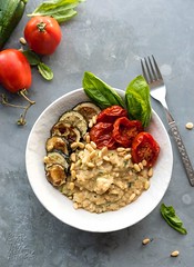 Zucchini Risotto with Roasted Tomatoes