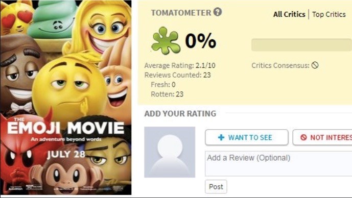 Emoji movie gets an onslaught of brutal reviews.