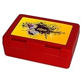 Brotdose mit Namen Alina und schönem Motiv mit Kreisen für Mädchen - Brotbox - Vesperdose - Vesperbox - Brotzeitdose mit Vornamen