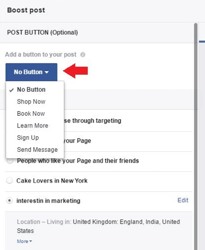 Fill in the relevant details for boosting your post.
