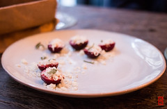 Cherries with goat cheese