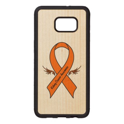 Kidney Cancer Awareness Ribbon with Wings Wood Samsung Galaxy S6 Edge Case