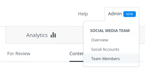 Choose Admin > Team Members to set up a team in your Buffer for Business account.
