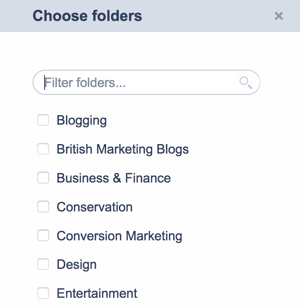 When you follow a feed, you can save it to a folder.