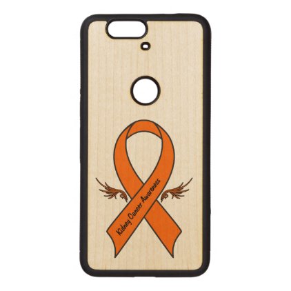 Kidney Cancer Awareness Ribbon with Wings Wood Nexus 6P Case