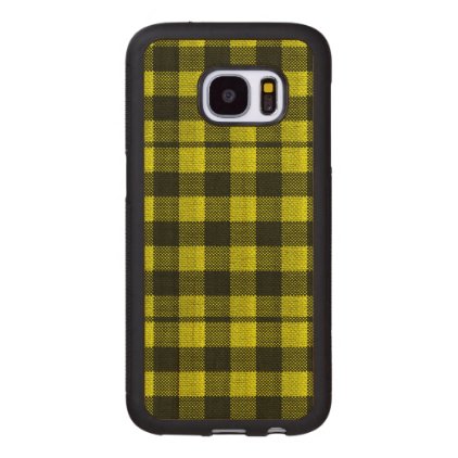 Yellow Gingham Checkered Pattern Burlap Look Wood Samsung Galaxy S7 Case