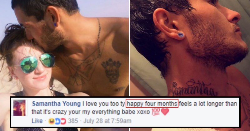 Guy Gets His Girlfriends Name Tattooed on His Neck After 4 Months of Dating And People Are Freaking Out