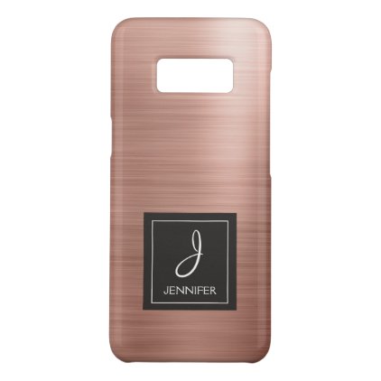 Pink Rose Gold Metal Elegant Monogram Case-Mate Samsung Galaxy S8 Case
