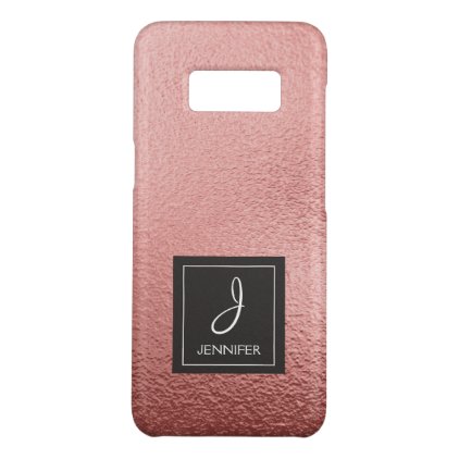 Pink Rose Gold Faux Foil Monogram Case-Mate Samsung Galaxy S8 Case