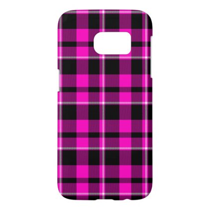 Pink and Black Plaid Modern Samsung Galaxy S7 Case