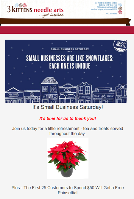 Constant Contact Small Business Saturday email