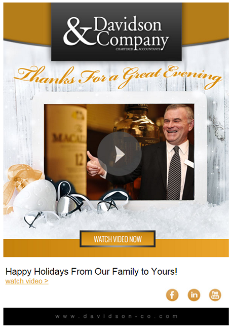 Holiday email example -- celebration