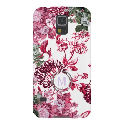 Pink Floral Garden Monogram Case For Galaxy S5