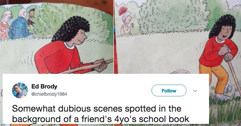 People are noticing extremely dark things in the background of these children's books, and commenting about it on Twitter.