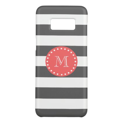 Charcoal White Stripes Pattern, Coral Monogram Case-Mate Samsung Galaxy S8 Case
