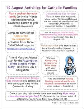 10 August Activities for Catholic Families