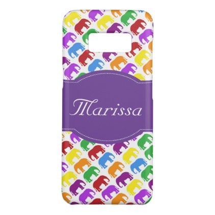 Colorful Elephant Pattern with Personalized Name Case-Mate Samsung Galaxy S8 Case