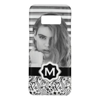 Personalized Monogram Hearts Doodle with Photo Case-Mate Samsung Galaxy S8 Case