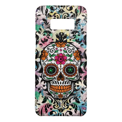 Colorful Sugar Skull &amp; Black Swirls Case-Mate Samsung Galaxy S8 Case
