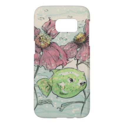 watercolored flowers and fishes 4 samsung galaxy s7 case