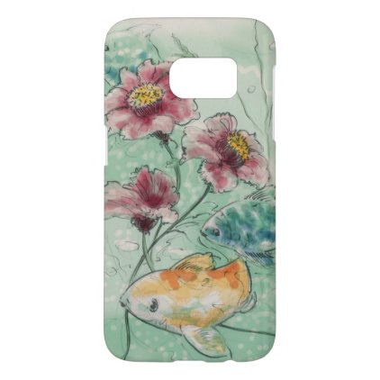 watercolored flowers and fishes 3 samsung galaxy s7 case