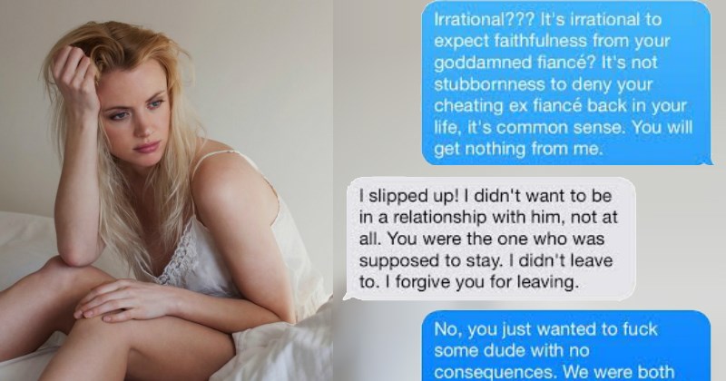 Cheating ex tries to get her man back but he is really not interested.