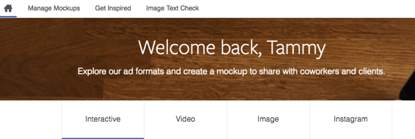 With the Creative Hub tool, you can mock up a Facebook ad and share it with your team.
