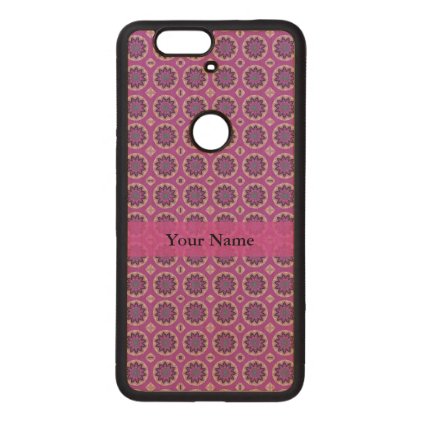 Pretty Pink Floral Pattern Wood Nexus 6P Case