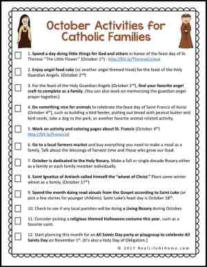 October Activities for Catholic Families Free Printable