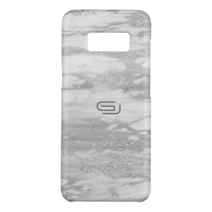 White Faux Marble Texture Custom Monogram Case-Mate Samsung Galaxy S8 Case