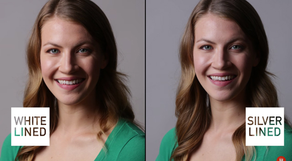 Comparing silver and white-lined light modifiers