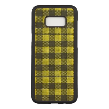 Yellow Gingham Checkered Pattern Burlap Look Carved Samsung Galaxy S8+ Case