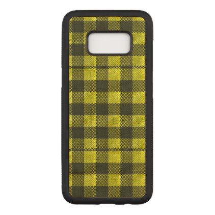 Yellow Gingham Checkered Pattern Burlap Look Carved Samsung Galaxy S8 Case
