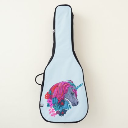 Cute Violet Magic Unicorn Fantasy Illustration Guitar Case