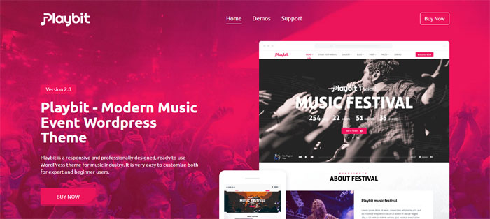 Playbit WordPress Themes for Musicians (46 WP Themes)
