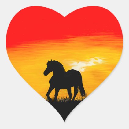 sunset horse heart sticker