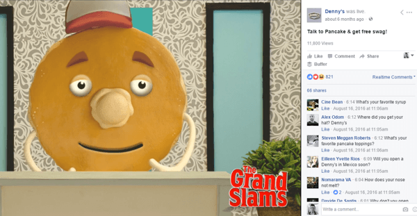 Denny's Facebook Live Q&A with a pancake was pure branded gold.