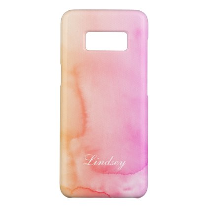 Peach Pink Watercolor Swirls Monogram Case-Mate Samsung Galaxy S8 Case