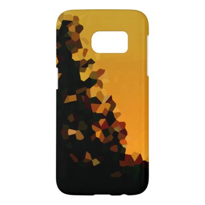 Black and Orange Pixel Mosaic Shape Abstract Samsung Galaxy S7 Case