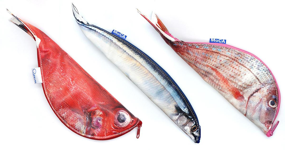 Photorealistic "anatomical" fish pencil-cases