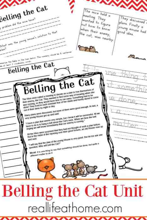 Aesop's Fables Worksheet Set - Belling the Cat printables {free} for preschool and elementary students | Real Life at Home