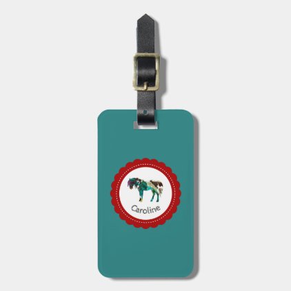 Cute Pony with Blue and Red Luggage Tag